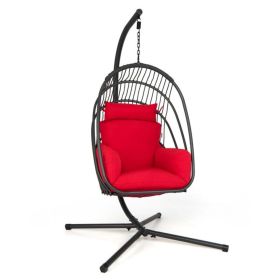 Hanging Folding Egg Chair with Stand Soft Cushion Pillow Swing Hammock Hanging Folding Egg Chair with Stand Soft Cushion Pillow Swing Hammock